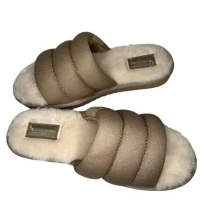 KOOLABURRA by UGG Rommie Mens Slippers Dune Size 9 Slides Fuzzy Comfy Shoes New