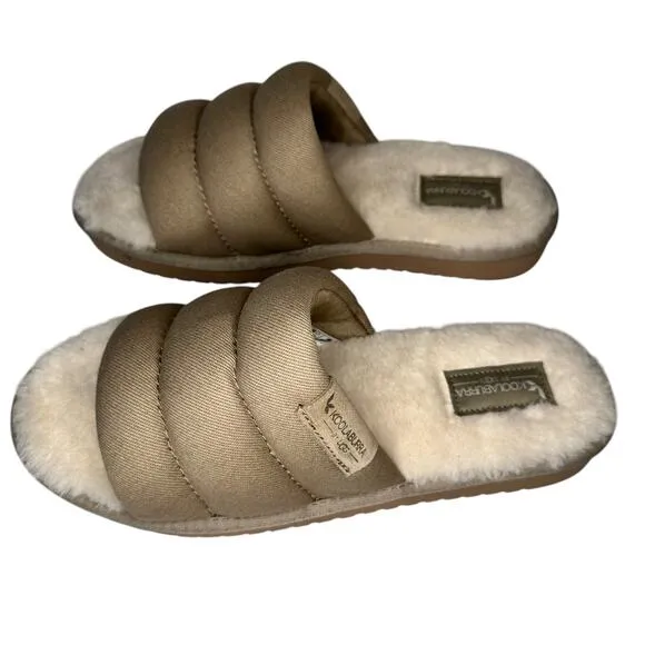 KOOLABURRA by UGG Rommie Mens Slippers Dune Size 9 Slides Fuzzy Comfy Shoes New