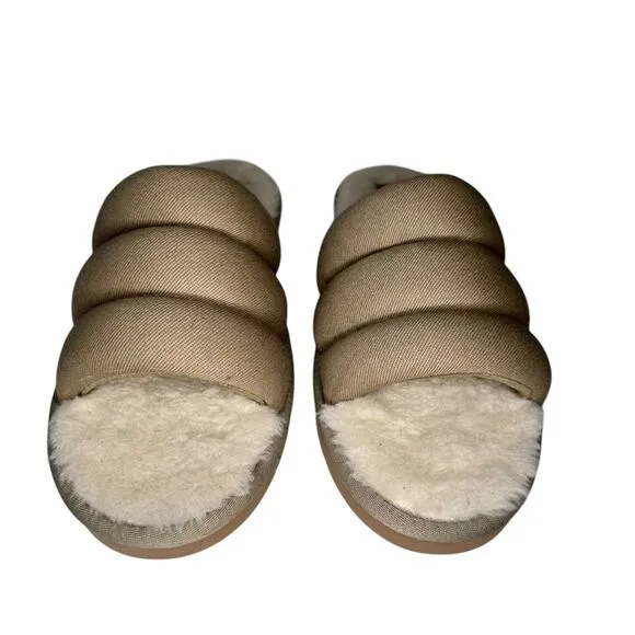 KOOLABURRA by UGG Rommie Mens Slippers Dune Size 9 Slides Fuzzy Comfy Shoes New