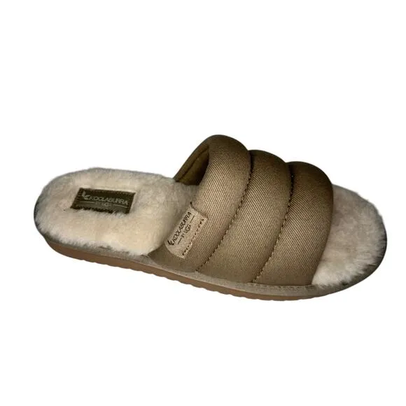 KOOLABURRA by UGG Rommie Mens Slippers Dune Size 9 Slides Fuzzy Comfy Shoes New
