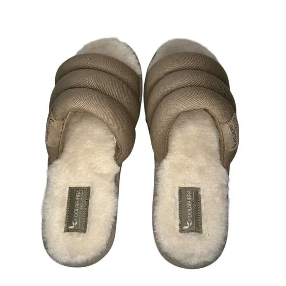 KOOLABURRA by UGG Rommie Mens Slippers Dune Size 9 Slides Fuzzy Comfy Shoes New