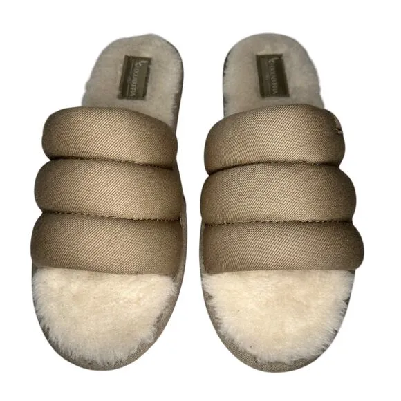 KOOLABURRA by UGG Rommie Mens Slippers Dune Size 9 Slides Fuzzy Comfy Shoes New