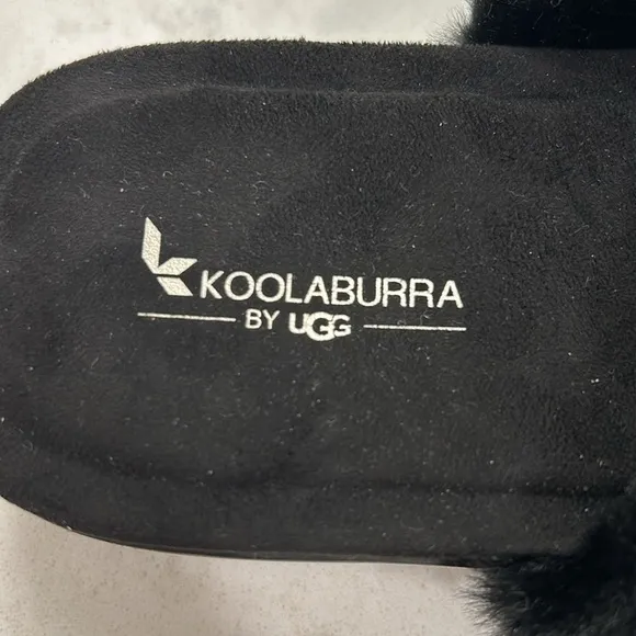 KOOLABURRA By UGG Roubie Fuzz Black Slides Size 8 NEW
