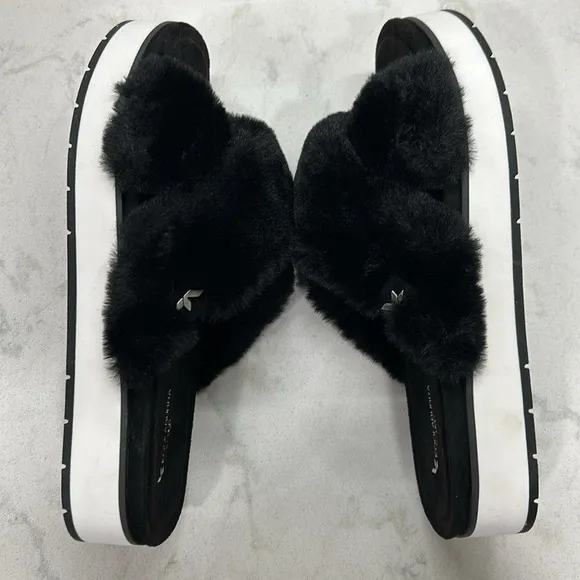KOOLABURRA By UGG Roubie Fuzz Black Slides Size 8 NEW