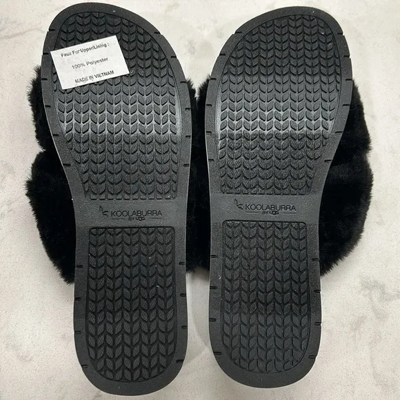 KOOLABURRA By UGG Roubie Fuzz Black Slides Size 8 NEW