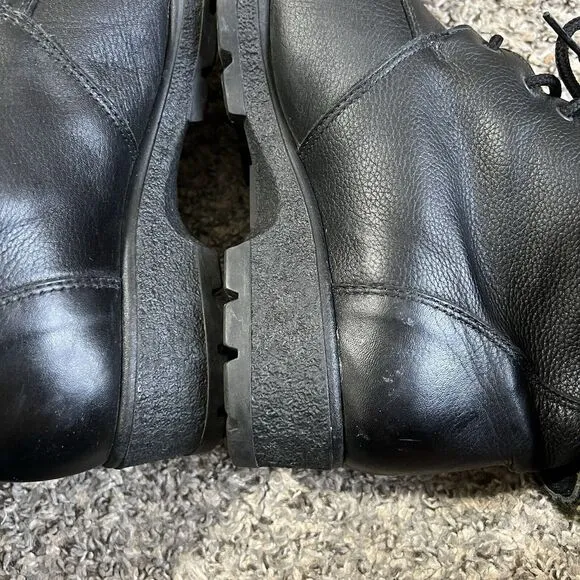 La Canadienne Combat Boots Womens 10 M Black Leather Lace Up Sherpa Lined Laceup