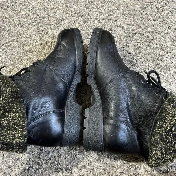 La Canadienne Combat Boots Womens 10 M Black Leather Lace Up Sherpa Lined Laceup