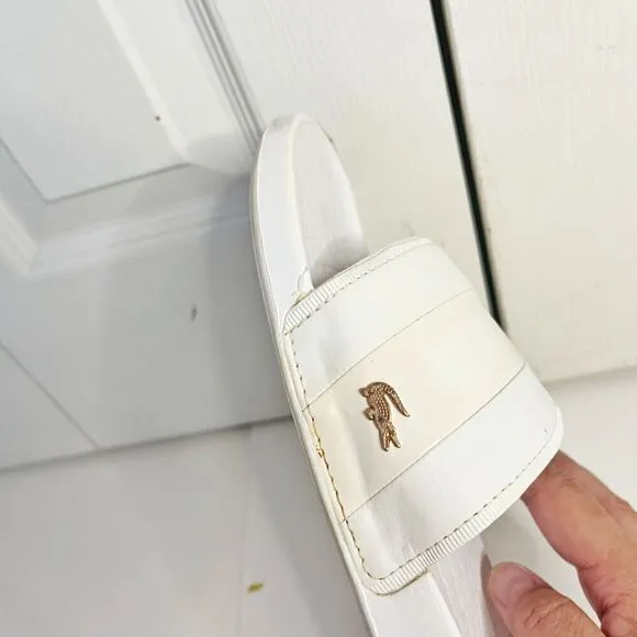 Lacoste Crocodile Metallic Slip On Rubber Summer Casual Flip Flop Sandal Slides