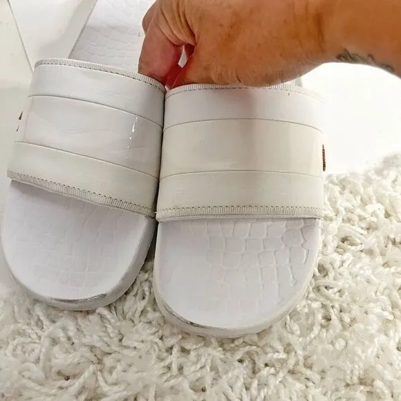 Lacoste Crocodile Metallic Slip On Rubber Summer Casual Flip Flop Sandal Slides