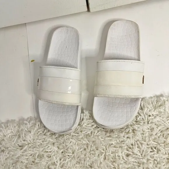 Lacoste Crocodile Metallic Slip On Rubber Summer Casual Flip Flop Sandal Slides