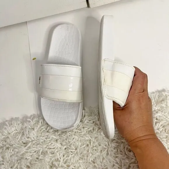 Lacoste Crocodile Metallic Slip On Rubber Summer Casual Flip Flop Sandal Slides