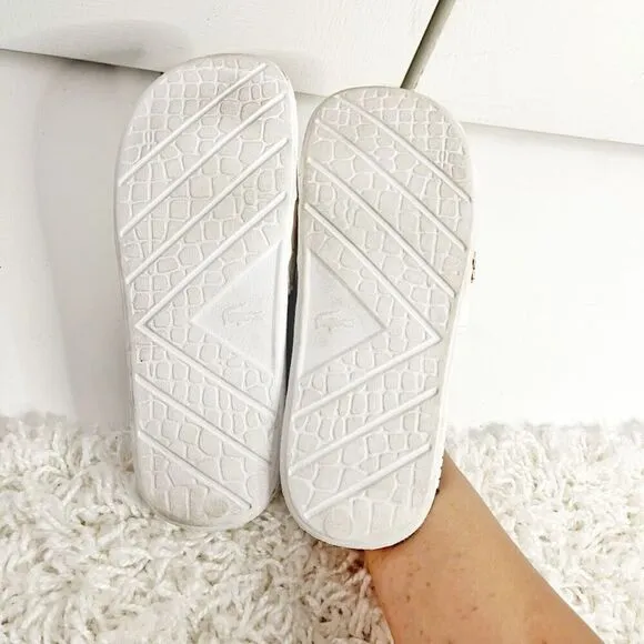 Lacoste Crocodile Metallic Slip On Rubber Summer Casual Flip Flop Sandal Slides