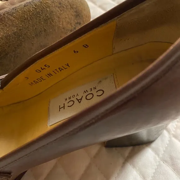 Ladies Brown Leather Made In Italy COACH New York Size 6 Loafers Office Shoes