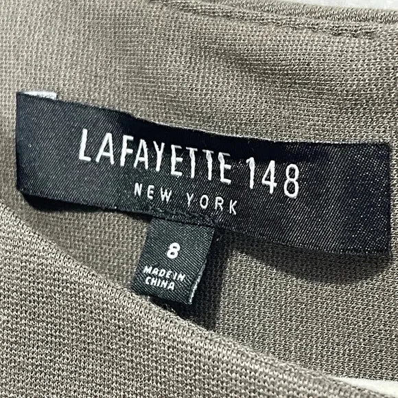 Lafayette 148 New York Fit &amp; Flare Sleeveless Dress Size 8 Neutral Minimalist