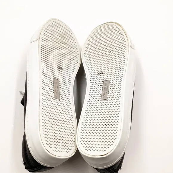 {Lafayette 148 New York} Selby Pebble Leather Zip Slip-On Sneakers