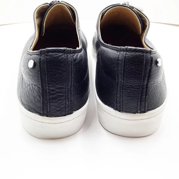 {Lafayette 148 New York} Selby Pebble Leather Zip Slip-On Sneakers