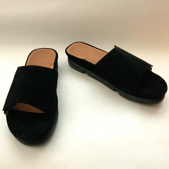 L'Amour Des Pieds Vester Black Suede Slide Mule Sandal Comfortable Flat Shoe 9.5