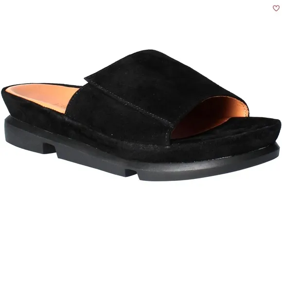 L'Amour Des Pieds Vester Black Suede Slide Mule Sandal Comfortable Flat Shoe 9.5