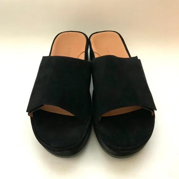 L'Amour Des Pieds Vester Black Suede Slide Mule Sandal Comfortable Flat Shoe 9.5