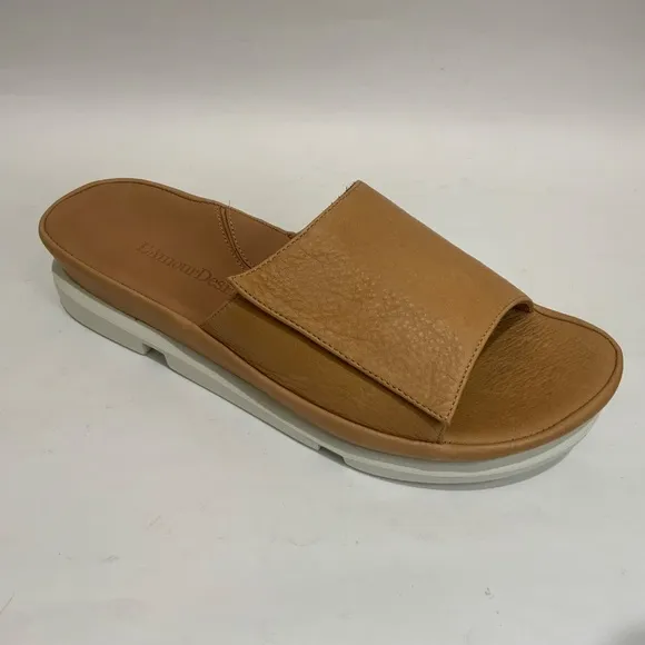 L'Amour Des Pieds Vester Tan Leather Slide Mule Sandal Comfortable Flat Shoe 9