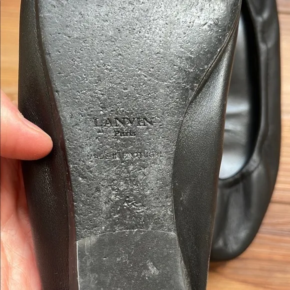 Lanvin Black Leather Ballet Flats