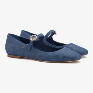 Larroude Blair Ballet Flats Blue Denim Size 11 NWOT
