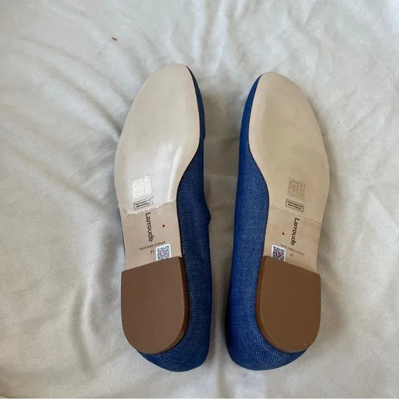 Larroude Blair Ballet Flats Blue Denim Size 11 NWOT
