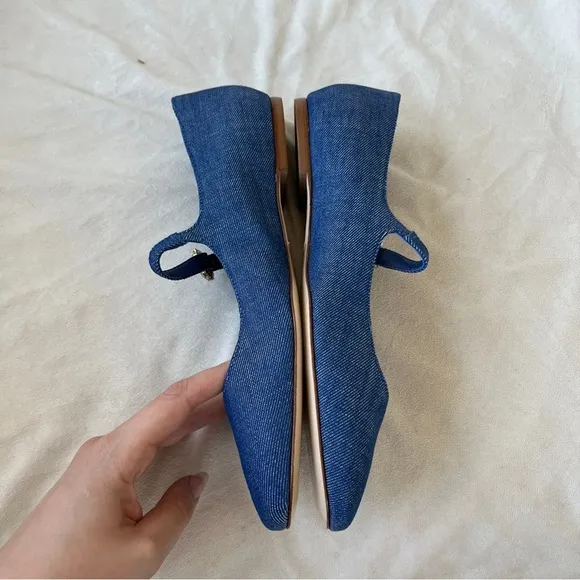 Larroude Blair Ballet Flats Blue Denim Size 11 NWOT