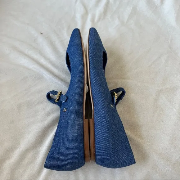 Larroude Blair Ballet Flats Blue Denim Size 11 NWOT