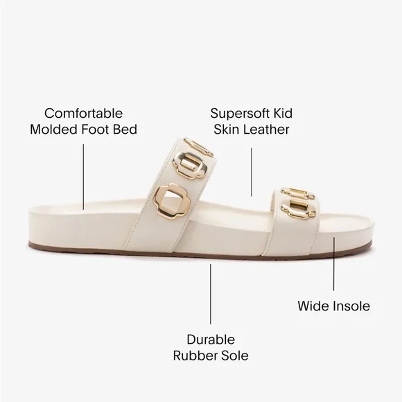 Larroude Milan Slide Sandals Ivory Leather