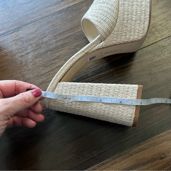 Larroude Miso Platform Sandal in Metallic Raffia NWOT
