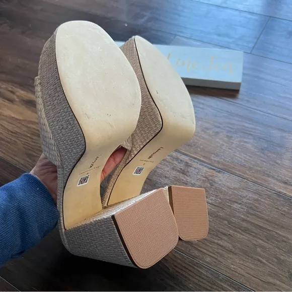 Larroude Miso Platform Sandal in Metallic Raffia NWOT