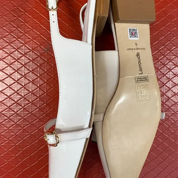 Larroude NewInes Flat In White Patent Leather