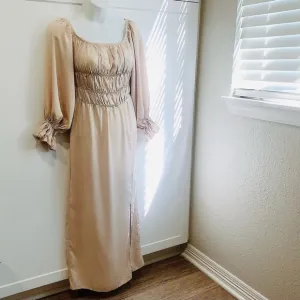 LAST 1!🌸SLEEPER🌸 Atlanta nude Long Summer beach Dress European Vintage $320