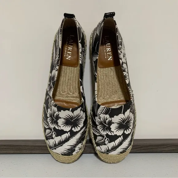 Lauren Ralph Lauren Cameryn III Floral Leather Espadrilles-Size 6.5 NWOT