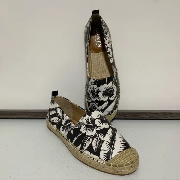 Lauren Ralph Lauren Cameryn III Floral Leather Espadrilles-Size 6.5 NWOT