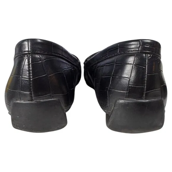 LAUREN RALPH LAUREN LRL Croc Loafers Driving Moccasins black ladies size 7.5