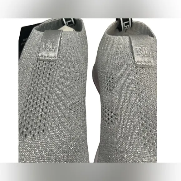Lauren Ralph Lauren silver Kacie net mesh pull on sneakers🔥size 5.5W NIB