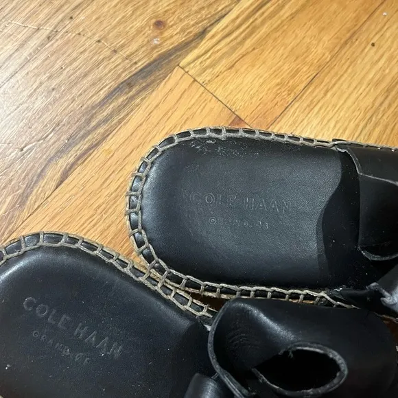 LCole Haan Black Leather Grand OS Slingback Espadrilles  (Size 7.5)