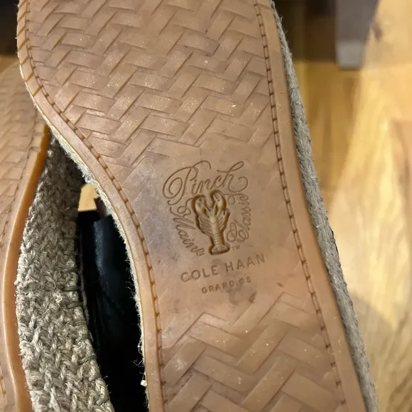 LCole Haan Black Leather Grand OS Slingback Espadrilles  (Size 7.5)
