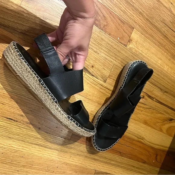 LCole Haan Black Leather Grand OS Slingback Espadrilles  (Size 7.5)