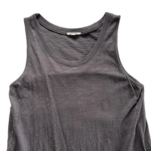 Leallo size L 100% cotton Ana Racerback Tank Midi Dress charcoal grey