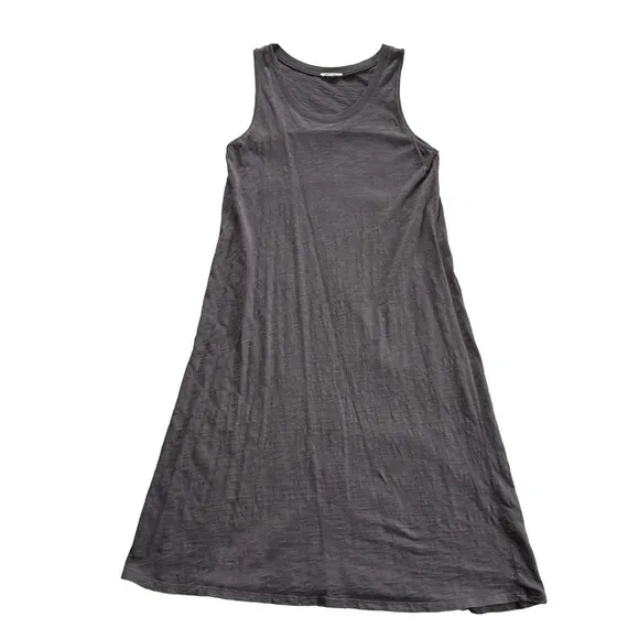 Leallo size L 100% cotton Ana Racerback Tank Midi Dress charcoal grey