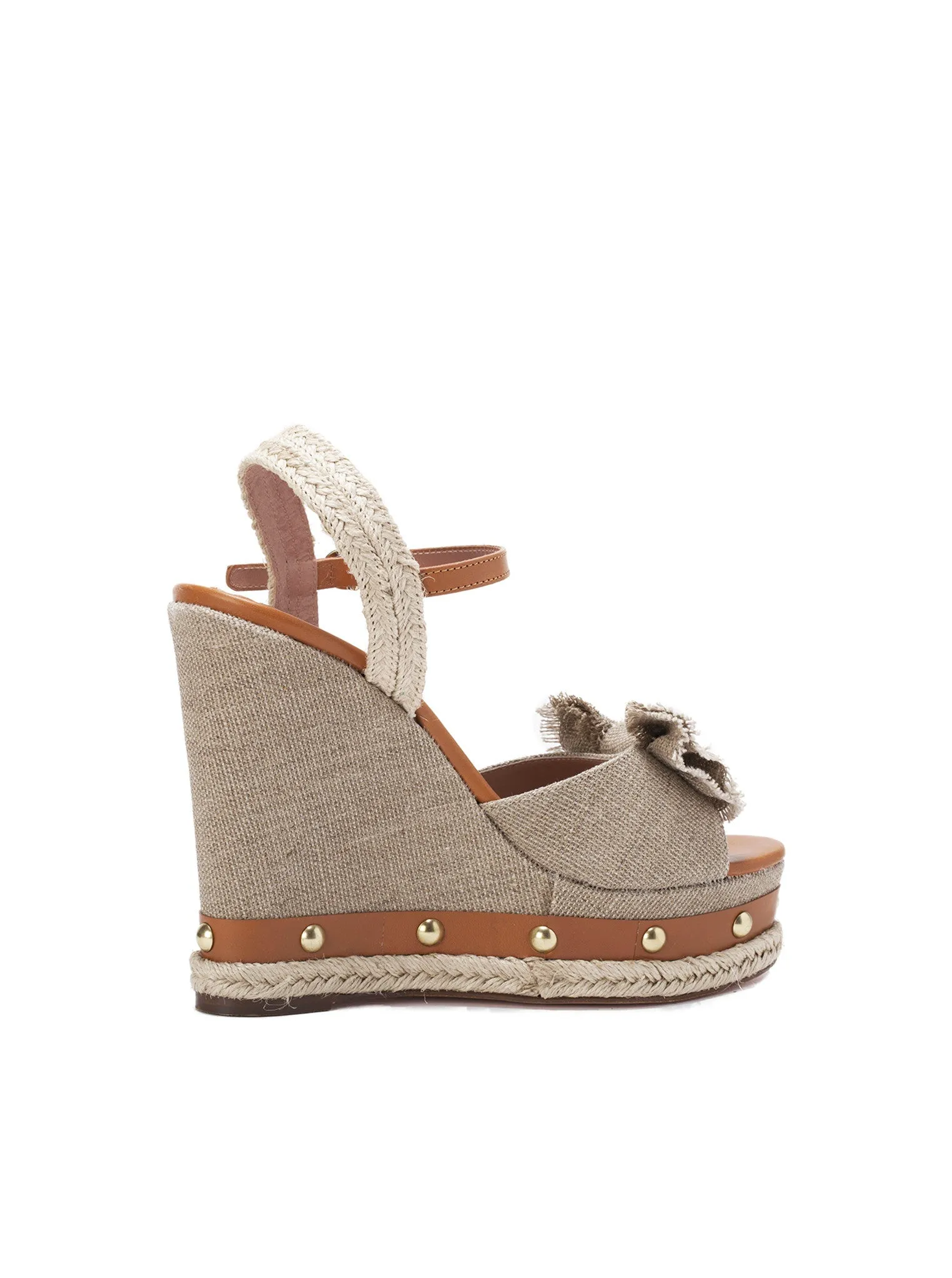 Leather and Raffia Espadrilles with Bow Detail