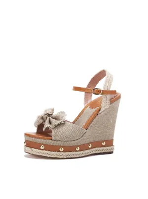 Leather and Raffia Espadrilles with Bow Detail