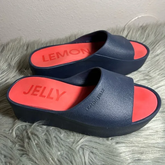 LEMON JELLY SUNNY Navy Blue Red Slide SUNNY Sandals Size 37EU / US