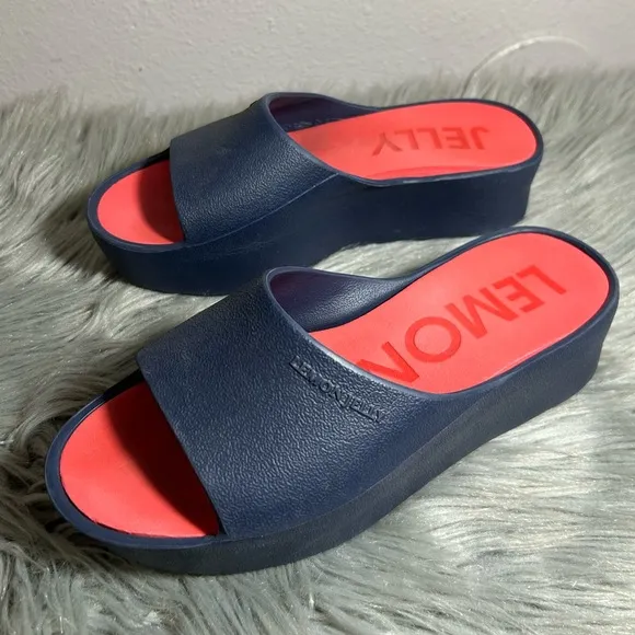 LEMON JELLY SUNNY Navy Blue Red Slide SUNNY Sandals Size 37EU / US
