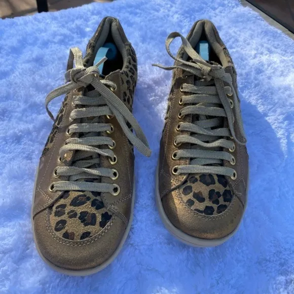 Leopard Print Mixed Media Stiletto Sneakers EU 37