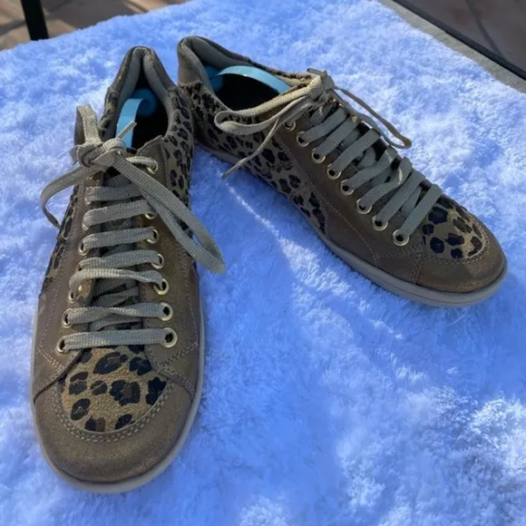 Leopard Print Mixed Media Stiletto Sneakers EU 37