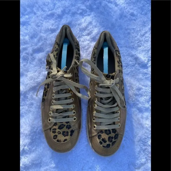 Leopard Print Mixed Media Stiletto Sneakers EU 37